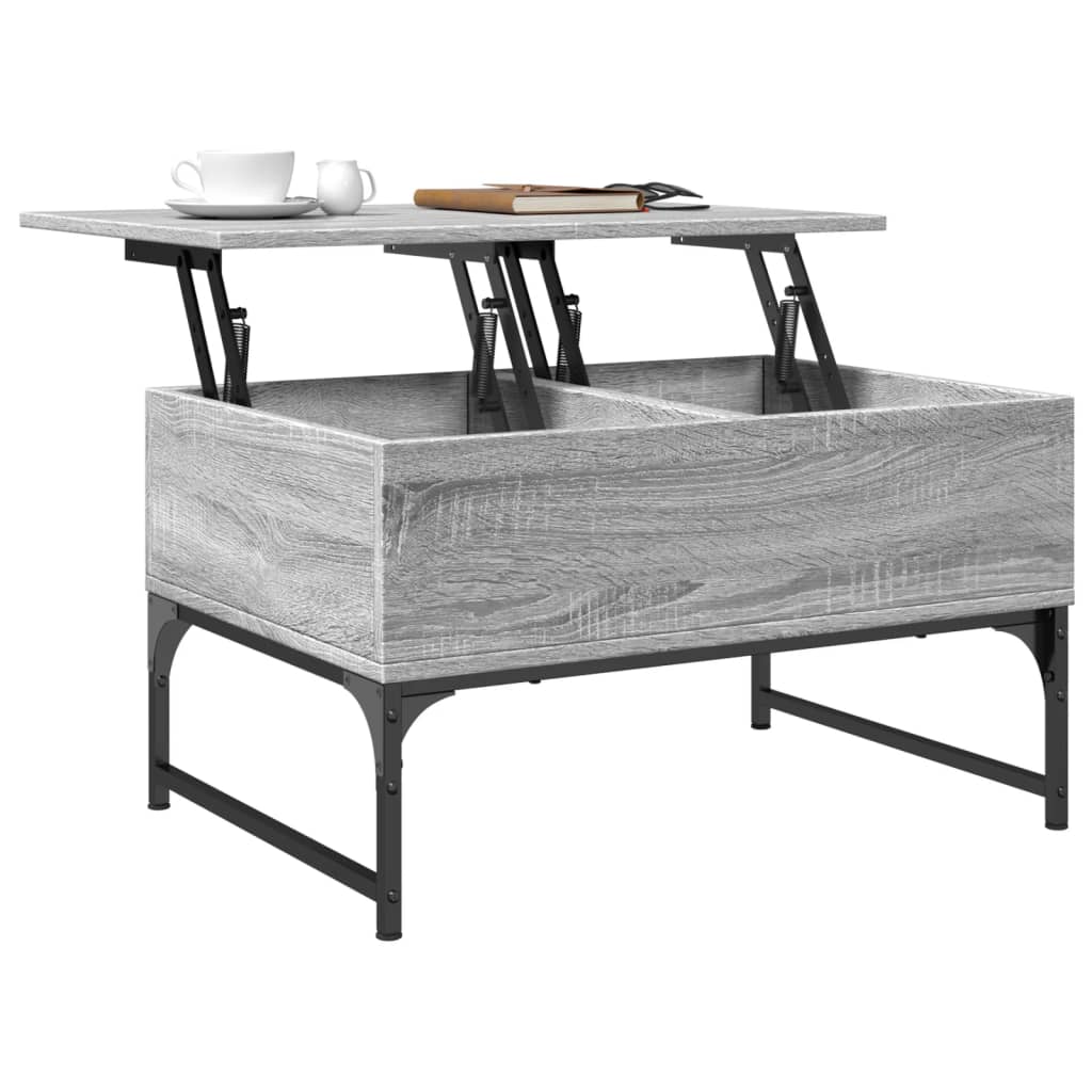 vidaXL Măsuță de cafea, gri sonoma 70x50x40 cm lemn prelucrat și metal