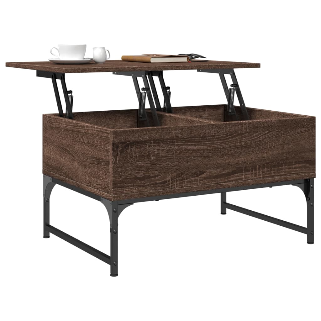 vidaXL Măsuță de cafea stejar maro 70x50x40 cm lemn prelucrat și metal vidaXL Măsuță de cafea stejar maro 70x50x40 cm lemn prelucrat și metal