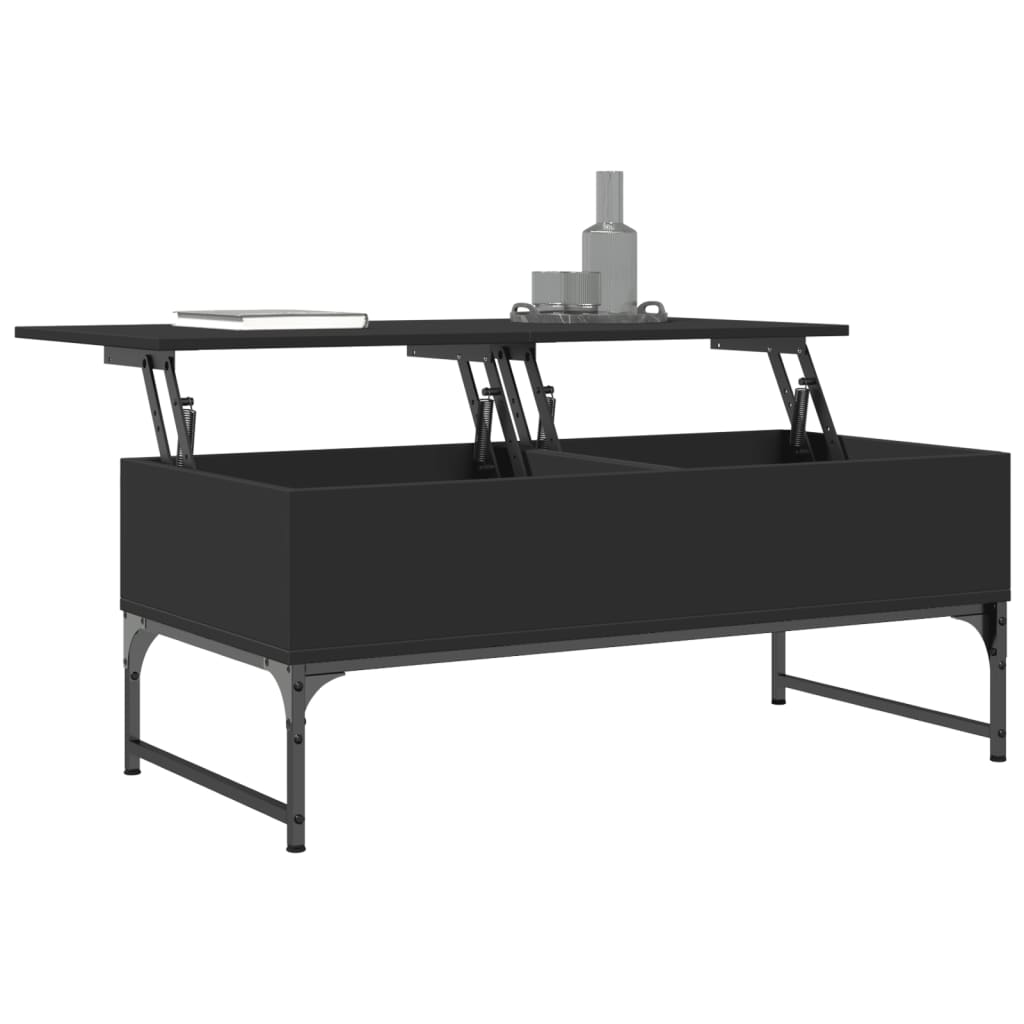 vidaXL Măsuță de cafea, negru, 100x50x40 cm, lemn prelucrat și metal vidaXL Măsuță de cafea, negru, 100x50x40 cm, lemn prelucrat și metal