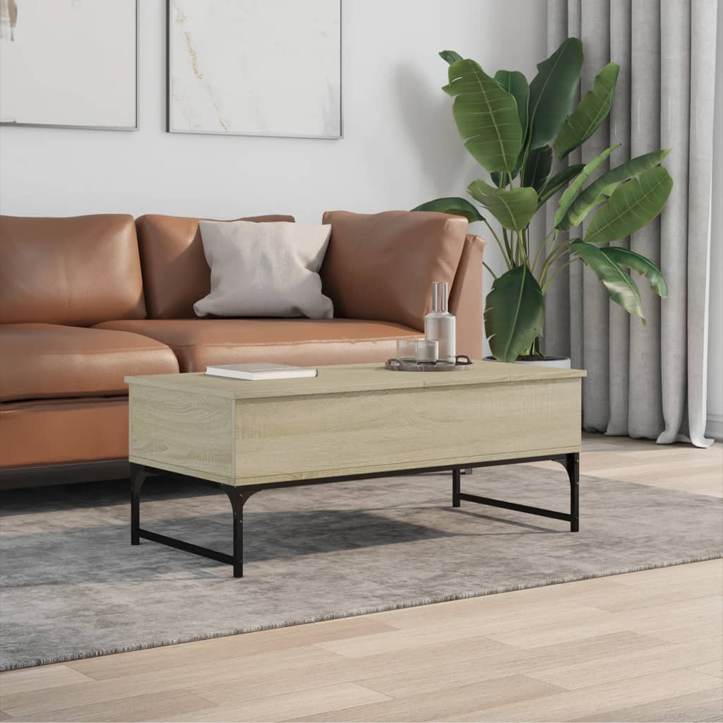 vidaXL Măsuță de cafea stejar sonoma 100x50x40 cm lemn prelucrat/metal vidaXL Măsuță de cafea stejar sonoma 100x50x40 cm lemn prelucrat/metal