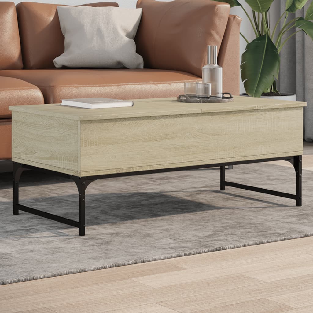 vidaXL Măsuță de cafea stejar sonoma 100x50x40 cm lemn prelucrat/metal vidaXL Măsuță de cafea stejar sonoma 100x50x40 cm lemn prelucrat/metal