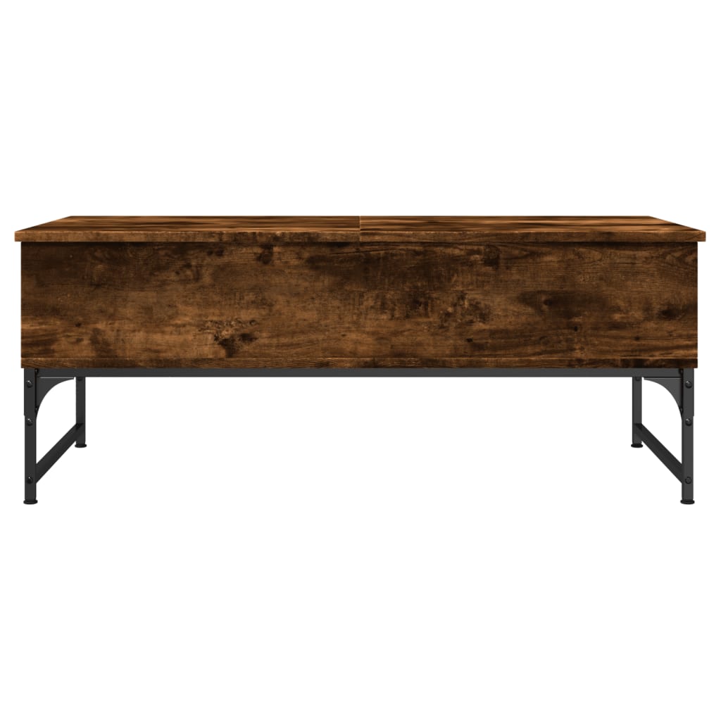 vidaXL Măsuță de cafea stejar fumuriu 100x50x40cm lemn prelucrat/metal