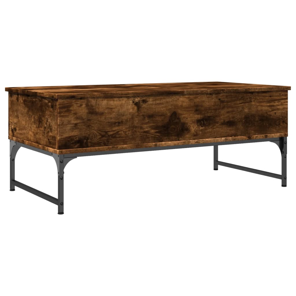 vidaXL Măsuță de cafea stejar fumuriu 100x50x40cm lemn prelucrat/metal