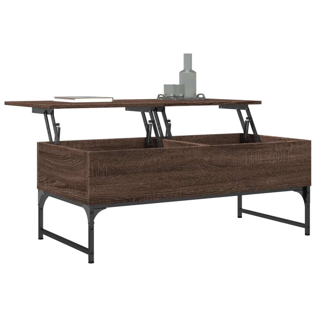 vidaXL Măsuță de cafea, stejar maro, 100x50x40cm, lemn prelucrat/metal vidaXL Măsuță de cafea, stejar maro, 100x50x40cm, lemn prelucrat/metal