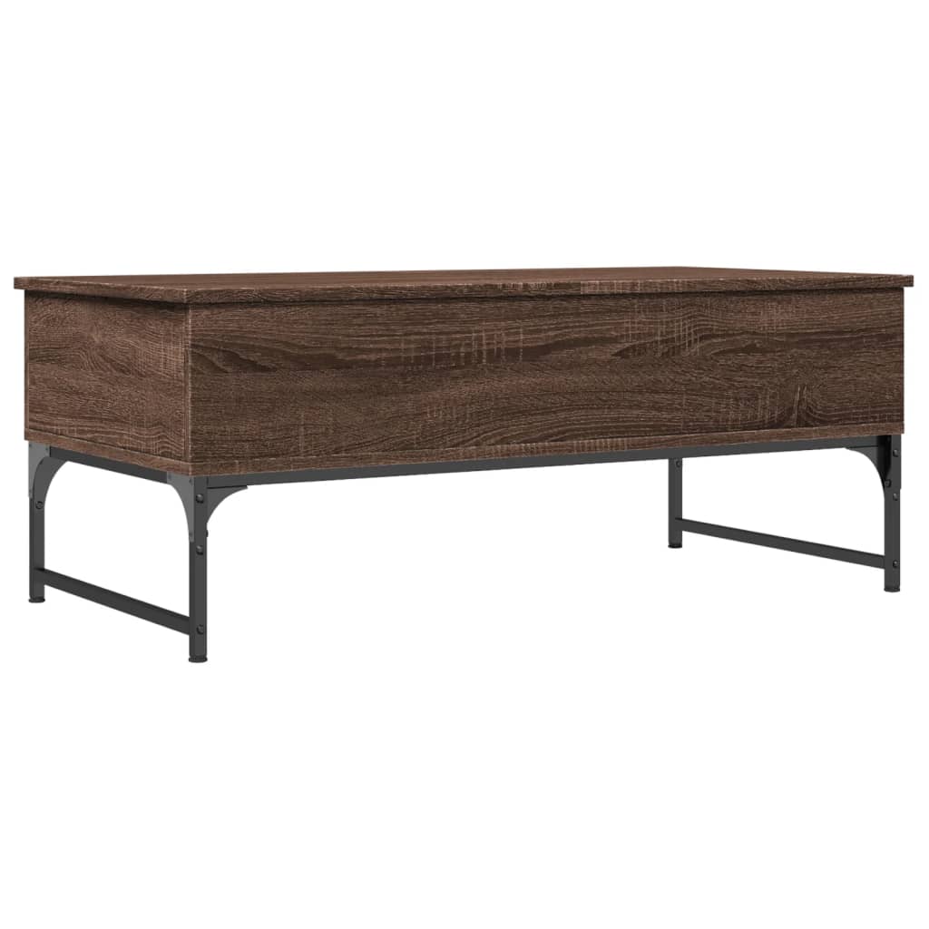 vidaXL Măsuță de cafea, stejar maro, 100x50x40cm, lemn prelucrat/metal vidaXL Măsuță de cafea, stejar maro, 100x50x40cm, lemn prelucrat/metal