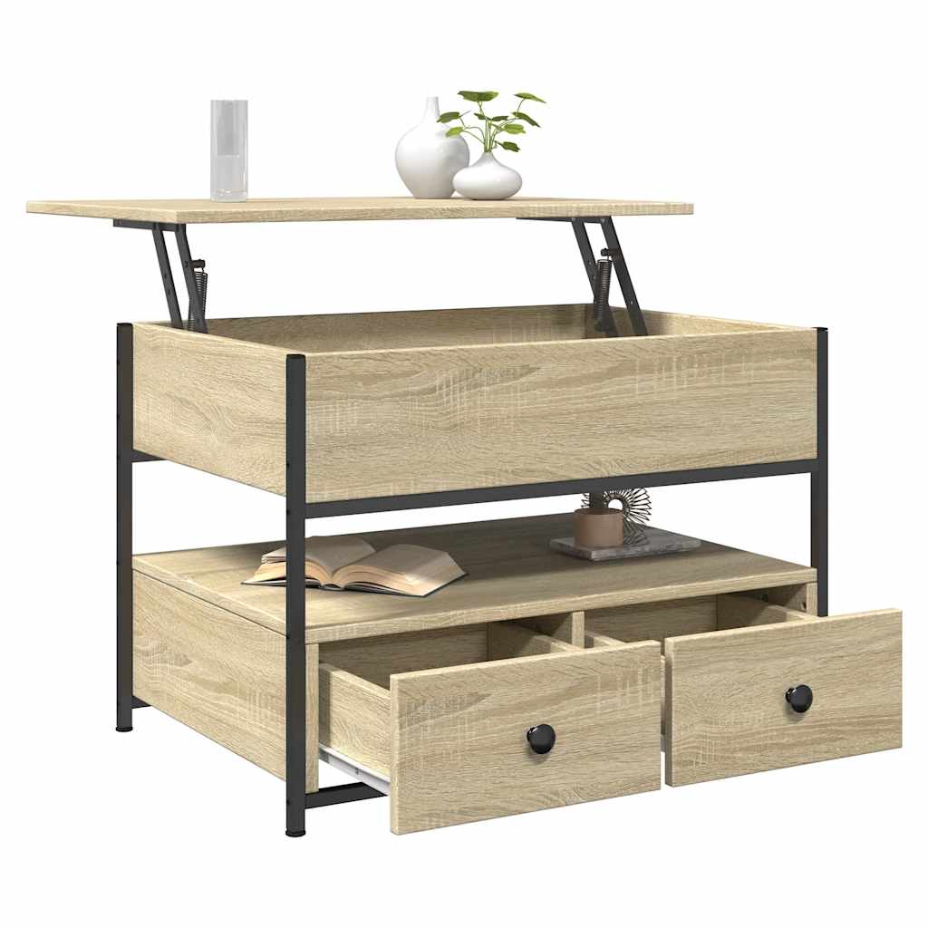 vidaXL Măsuță de cafea, 70x50x50 cm, lemn prelucrat și metal vidaXL Măsuță de cafea, 70x50x50 cm, lemn prelucrat și metal