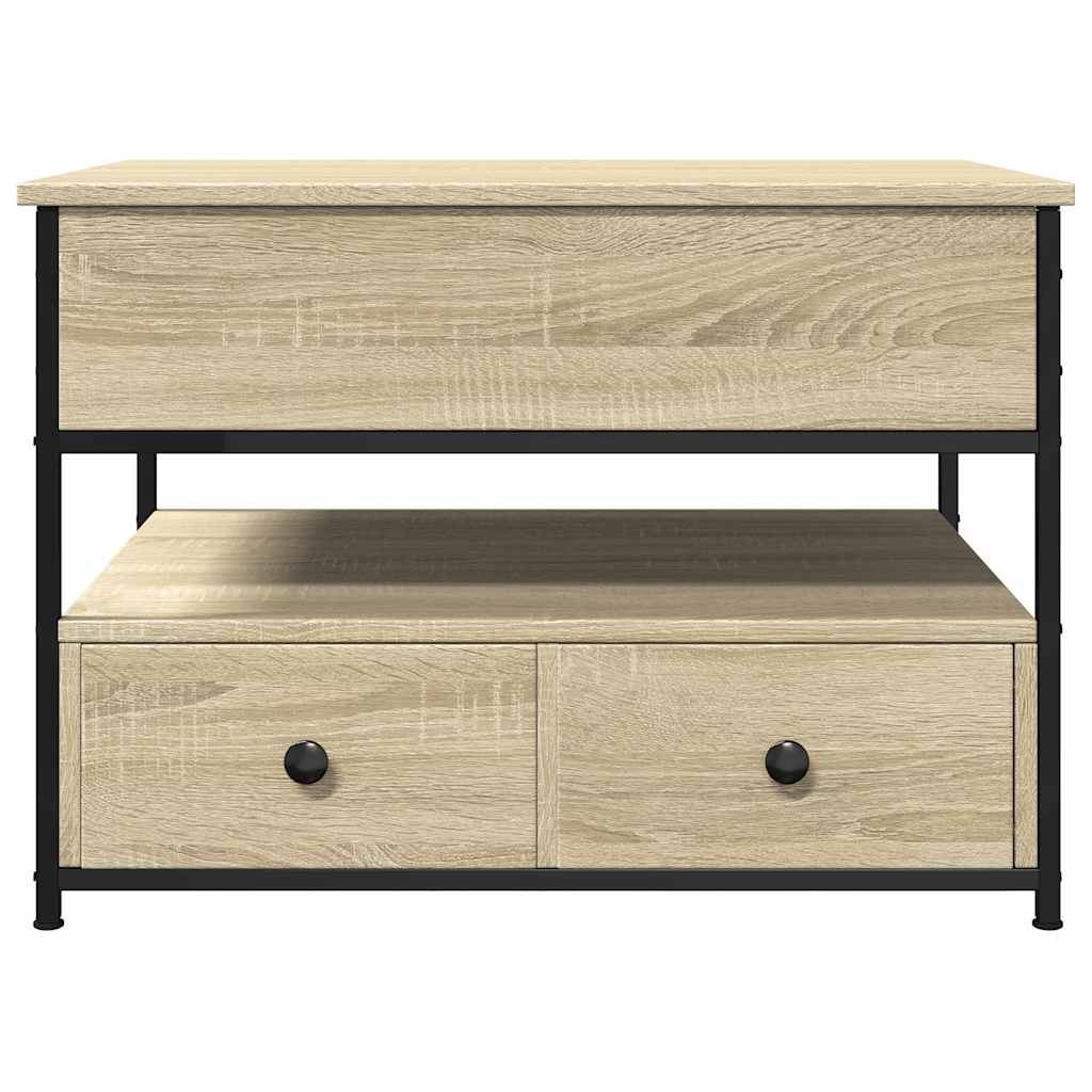 vidaXL Măsuță de cafea, 70x50x50 cm, lemn prelucrat și metal vidaXL Măsuță de cafea, 70x50x50 cm, lemn prelucrat și metal