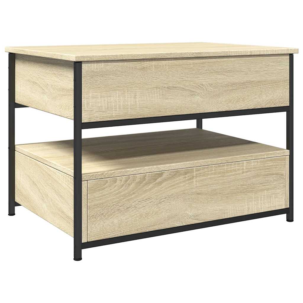 vidaXL Măsuță de cafea, 70x50x50 cm, lemn prelucrat și metal vidaXL Măsuță de cafea, 70x50x50 cm, lemn prelucrat și metal