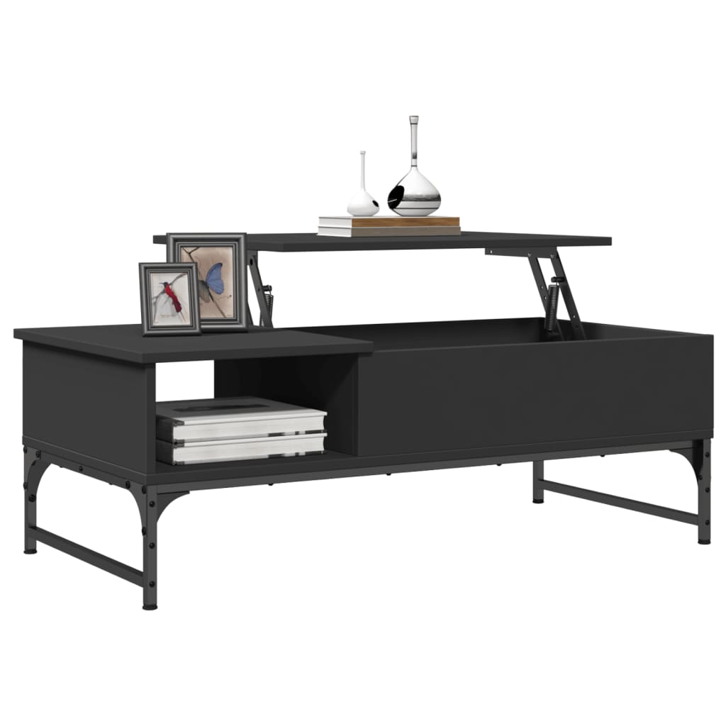 vidaXL Măsuță de cafea, negru, 100x50x35 cm, lemn prelucrat și metal vidaXL Măsuță de cafea, negru, 100x50x35 cm, lemn prelucrat și metal