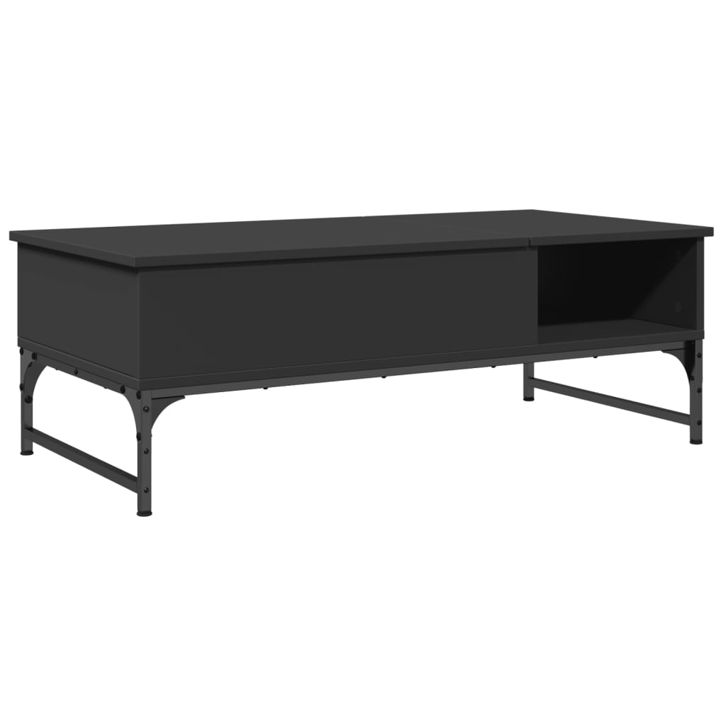 vidaXL Măsuță de cafea, negru, 100x50x35 cm, lemn prelucrat și metal vidaXL Măsuță de cafea, negru, 100x50x35 cm, lemn prelucrat și metal