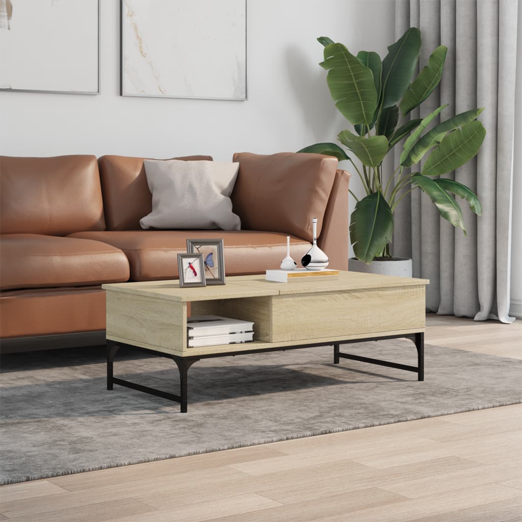 vidaXL Măsuță cafea stejar sonoma 100x50x35 cm lemn prelucrat și metal vidaXL Măsuță cafea stejar sonoma 100x50x35 cm lemn prelucrat și metal