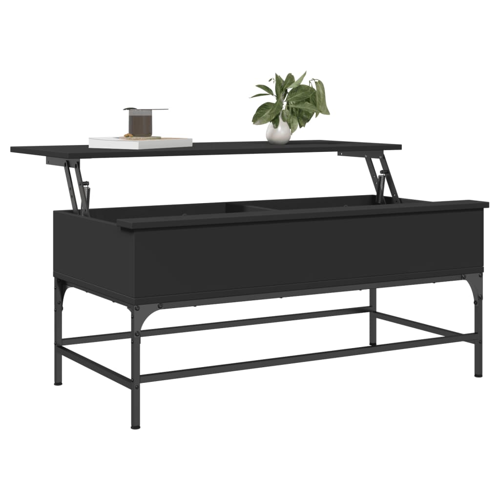 vidaXL Măsuță de cafea, negru, 100x50x45 cm, lemn prelucrat și metal vidaXL Măsuță de cafea, negru, 100x50x45 cm, lemn prelucrat și metal