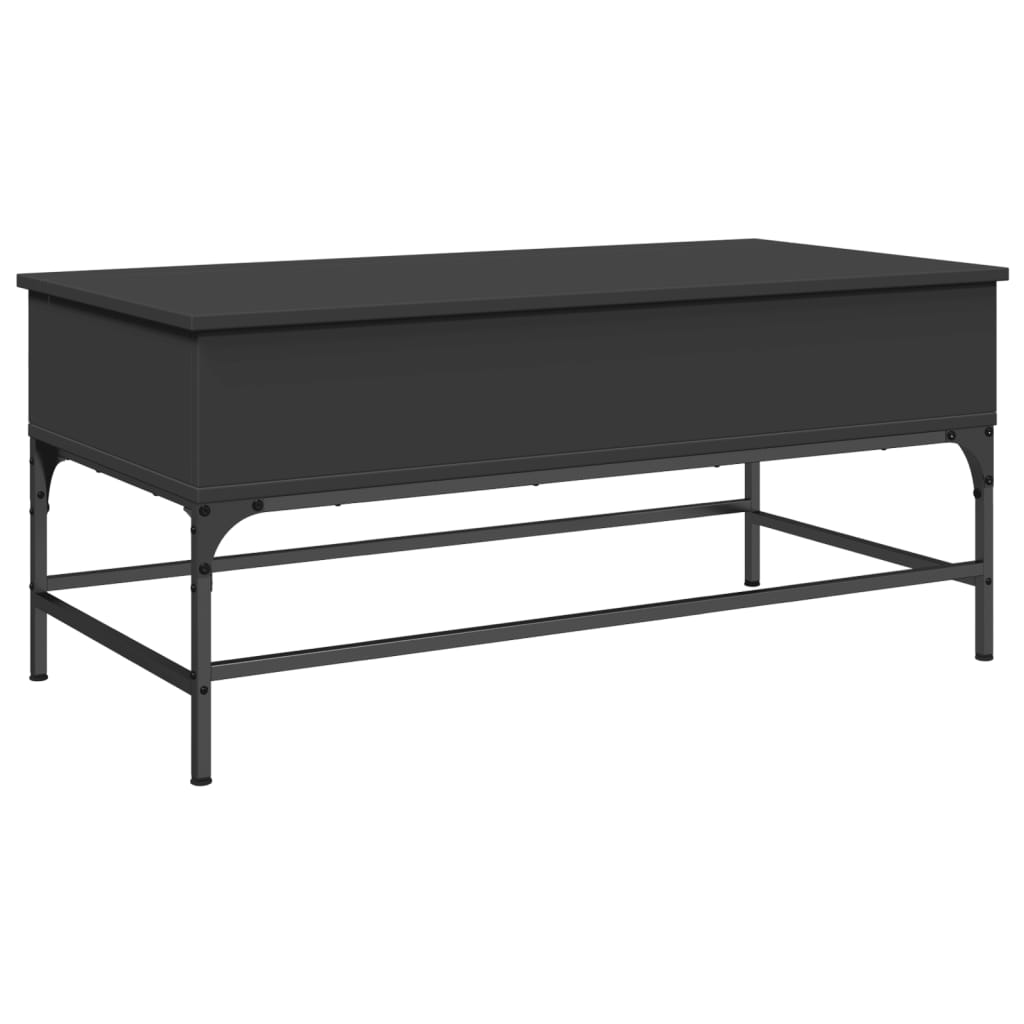vidaXL Măsuță de cafea, negru, 100x50x45 cm, lemn prelucrat și metal vidaXL Măsuță de cafea, negru, 100x50x45 cm, lemn prelucrat și metal