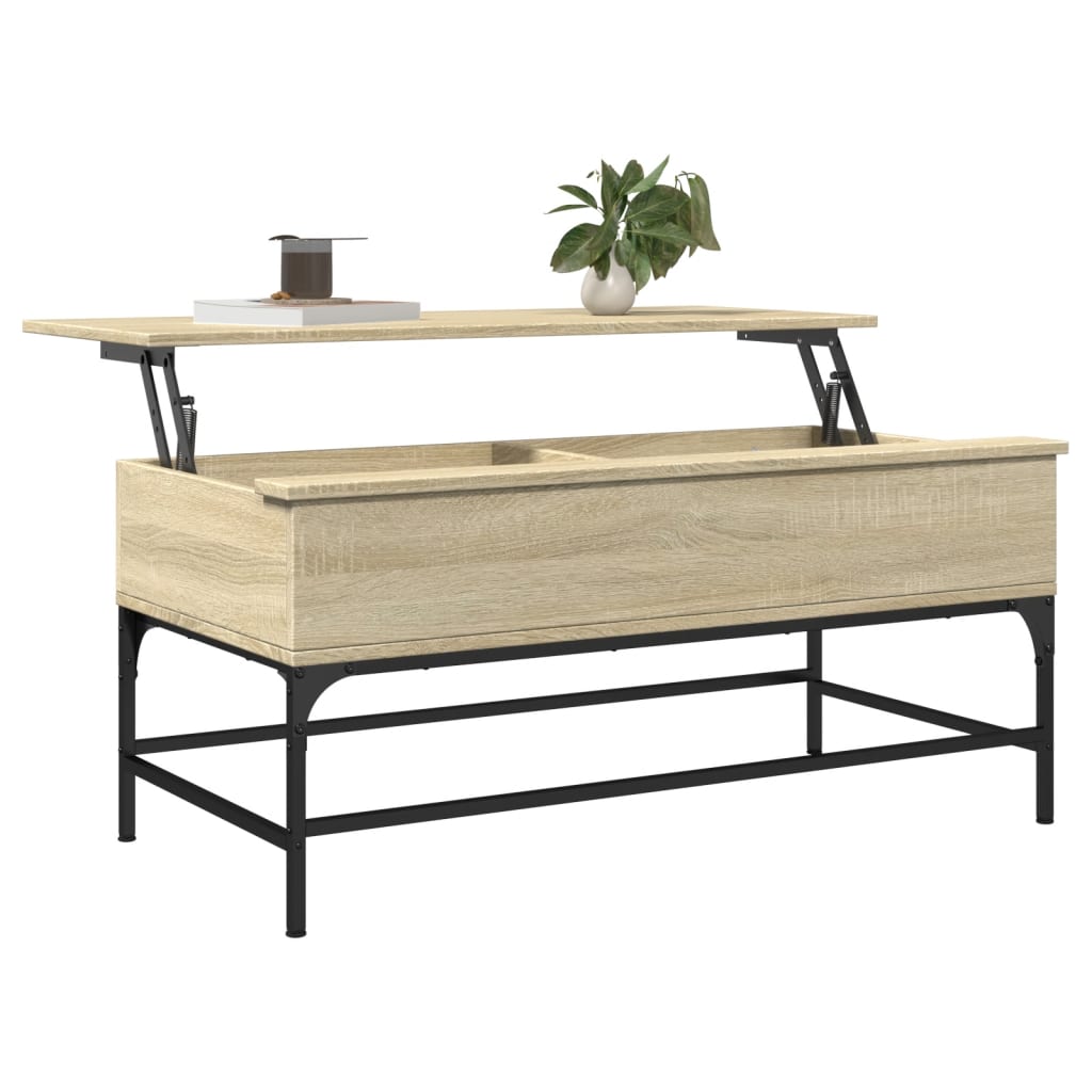 vidaXL Măsuță cafea stejar sonoma 100x50x45 cm lemn prelucrat și metal vidaXL Măsuță cafea stejar sonoma 100x50x45 cm lemn prelucrat și metal