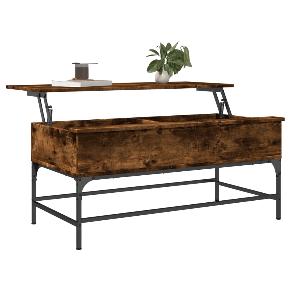 vidaXL Măsuță cafea, stejar fumuriu 100x50x45 cm lemn prelucrat/metal vidaXL Măsuță cafea, stejar fumuriu 100x50x45 cm lemn prelucrat/metal