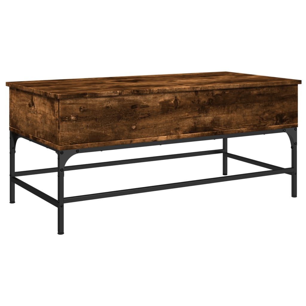 vidaXL Măsuță cafea, stejar fumuriu 100x50x45 cm lemn prelucrat/metal vidaXL Măsuță cafea, stejar fumuriu 100x50x45 cm lemn prelucrat/metal