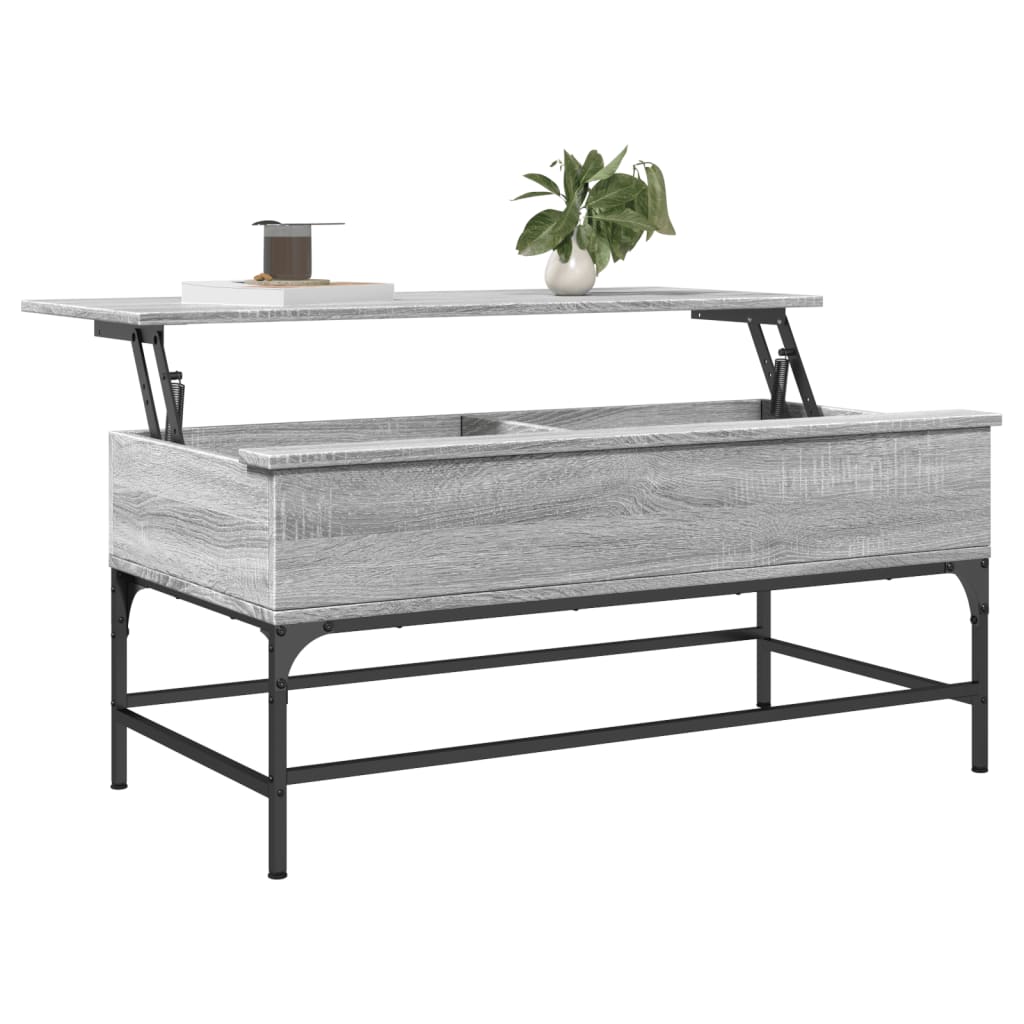vidaXL Măsuță de cafea, gri sonoma, 100x50x45 cm, lemn prelucrat/metal