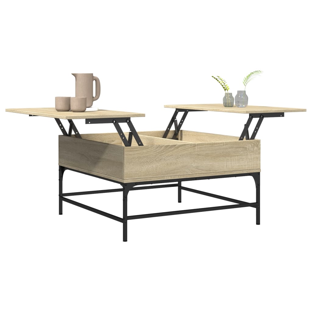 vidaXL Măsuță cafea, stejar sonoma, 80x80x45 cm, lemn prelucrat/metal vidaXL Măsuță cafea, stejar sonoma, 80x80x45 cm, lemn prelucrat/metal