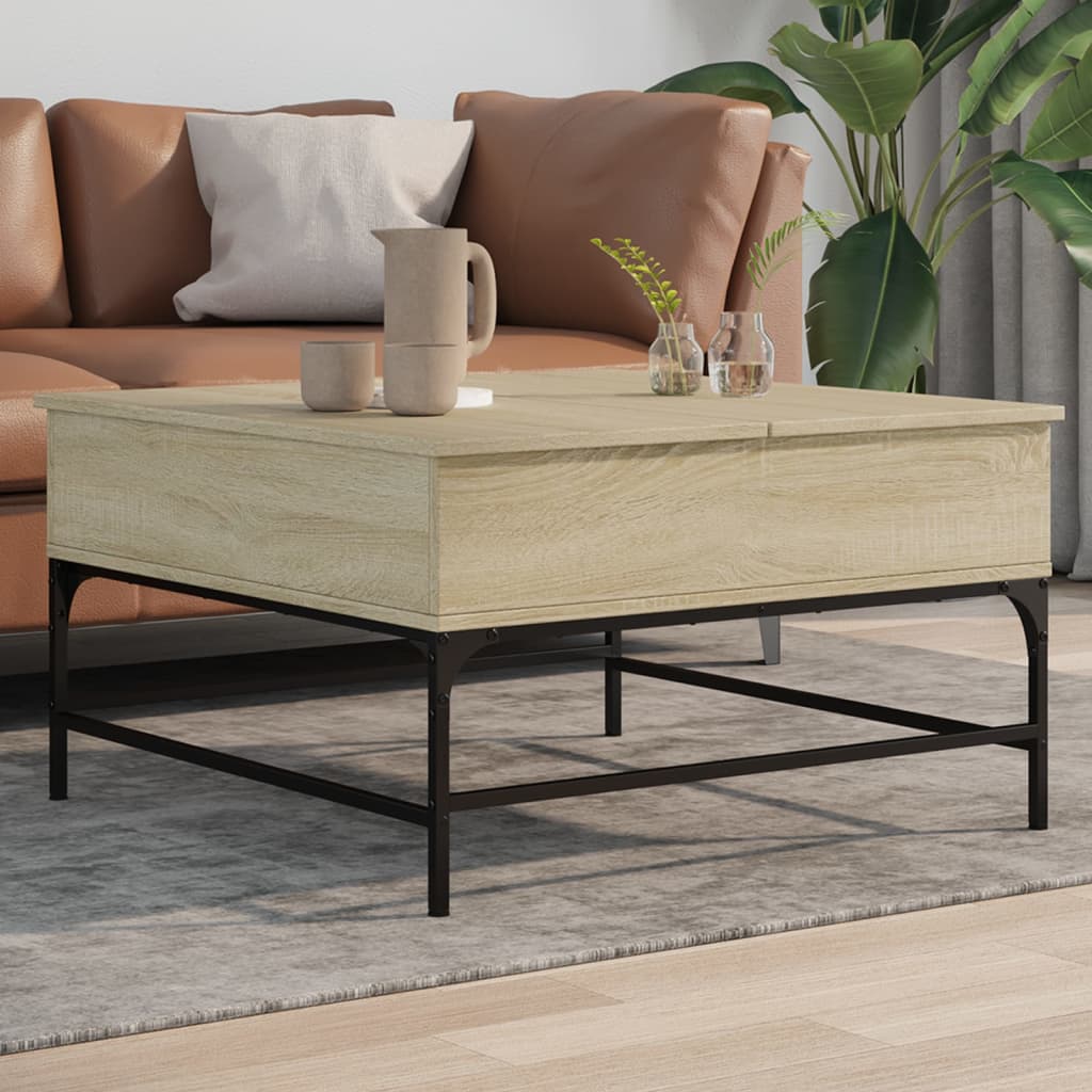 vidaXL Măsuță cafea, stejar sonoma, 80x80x45 cm, lemn prelucrat/metal vidaXL Măsuță cafea, stejar sonoma, 80x80x45 cm, lemn prelucrat/metal