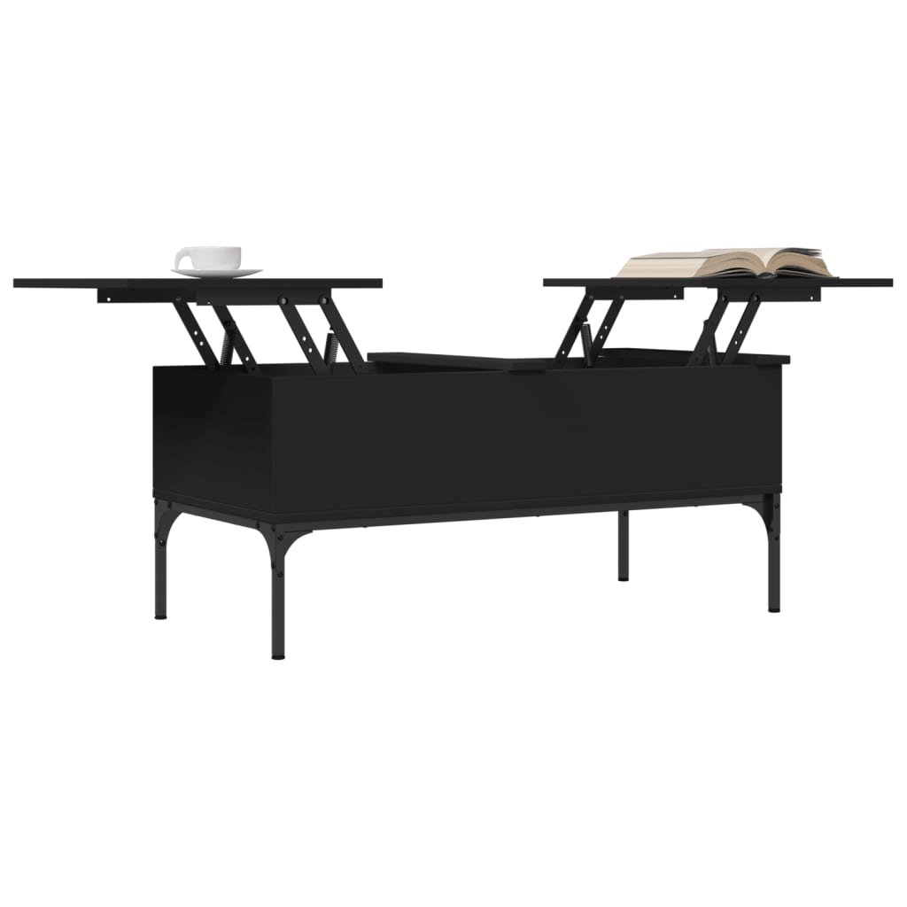 vidaXL Măsuță de cafea, negru, 100x50x45 cm, lemn prelucrat și metal vidaXL Măsuță de cafea, negru, 100x50x45 cm, lemn prelucrat și metal