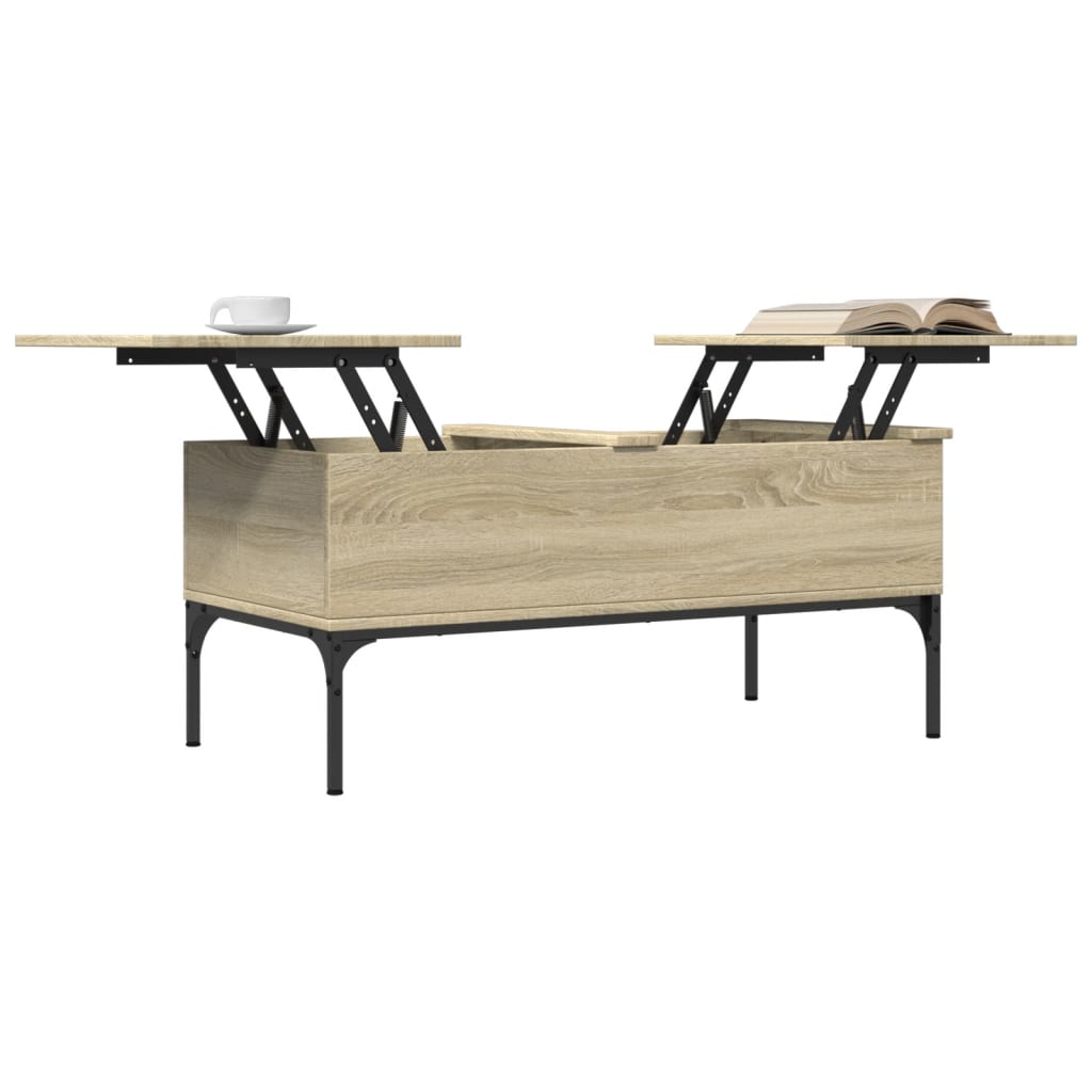 vidaXL Măsuță cafea stejar sonoma 100x50x45 cm lemn prelucrat și metal vidaXL Măsuță cafea stejar sonoma 100x50x45 cm lemn prelucrat și metal