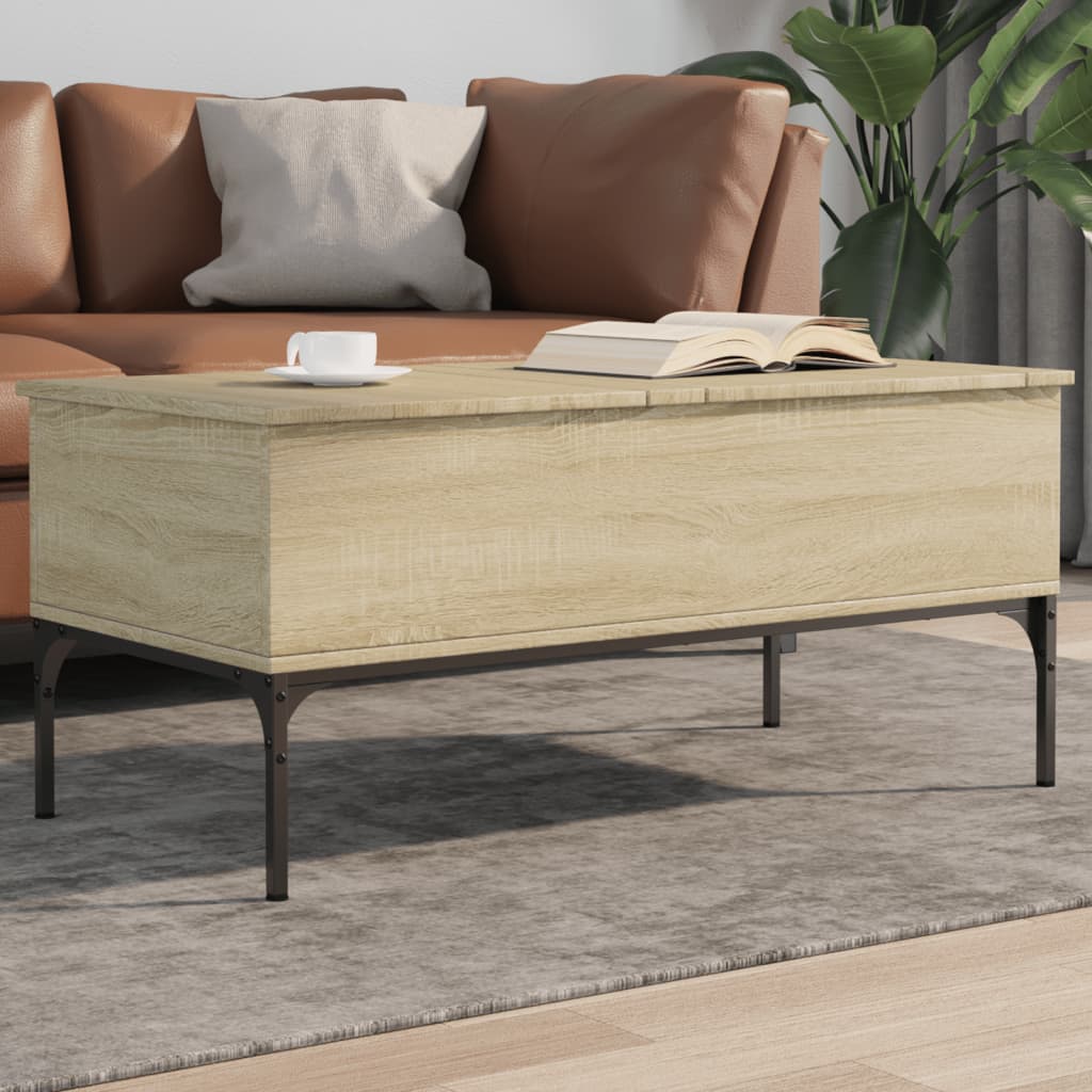 vidaXL Măsuță cafea stejar sonoma 100x50x45 cm lemn prelucrat și metal vidaXL Măsuță cafea stejar sonoma 100x50x45 cm lemn prelucrat și metal