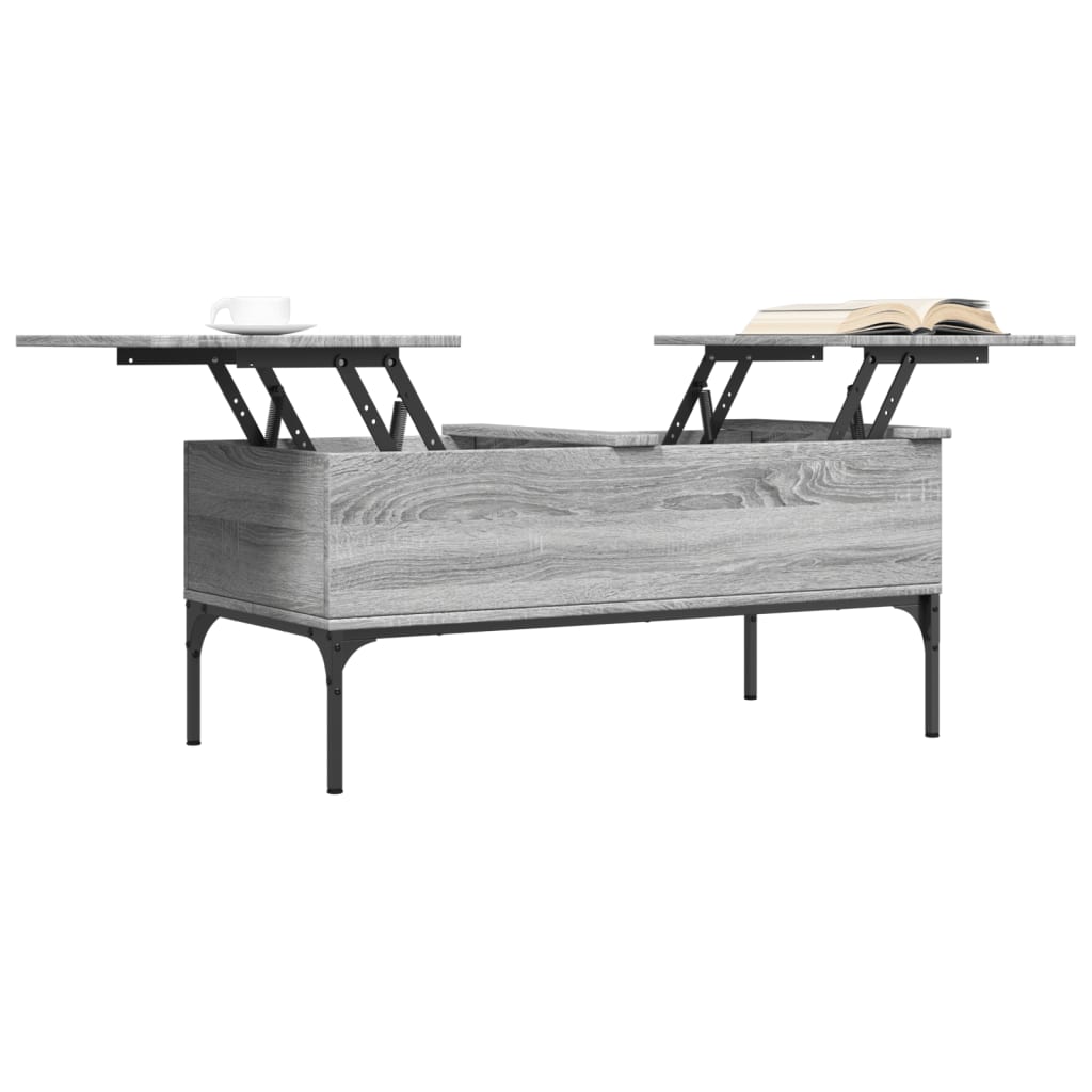 vidaXL Măsuță de cafea, gri sonoma, 100x50x45 cm, lemn prelucrat/metal