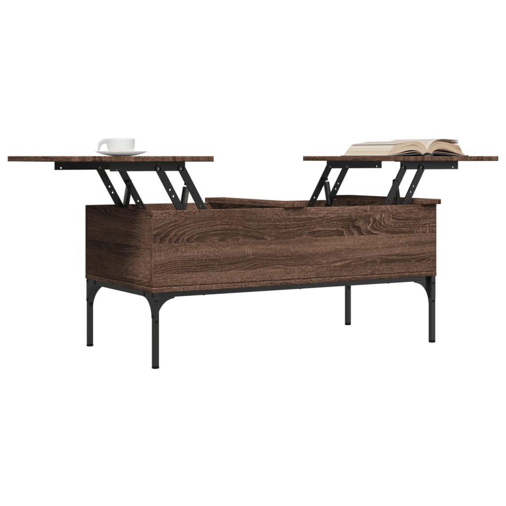 vidaXL Măsuță cafea, stejar maro, 100x50x45 cm, lemn prelucrat/metal vidaXL Măsuță cafea, stejar maro, 100x50x45 cm, lemn prelucrat/metal