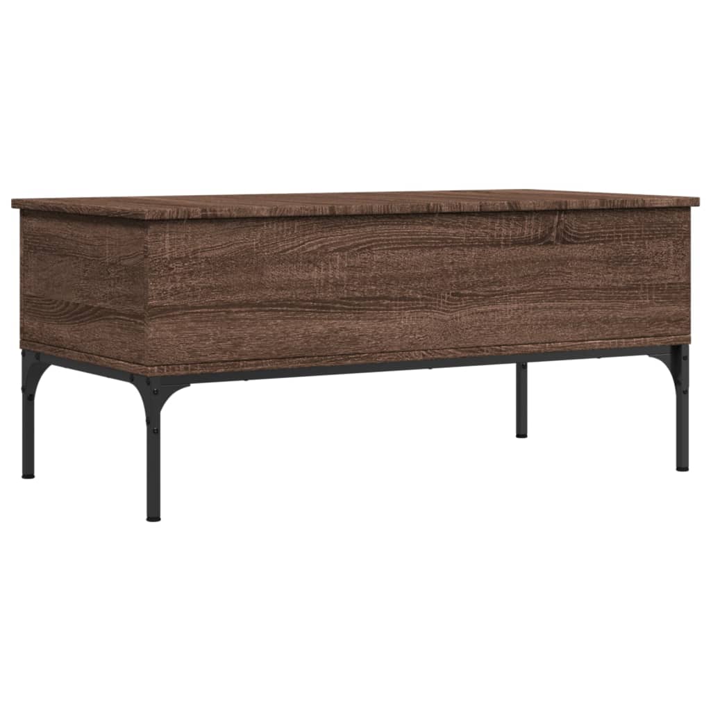 vidaXL Măsuță cafea, stejar maro, 100x50x45 cm, lemn prelucrat/metal vidaXL Măsuță cafea, stejar maro, 100x50x45 cm, lemn prelucrat/metal