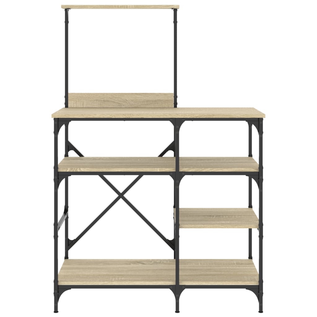 vidaXL Raft brutărie, stejar sonoma, 90x40x132 cm lemn prelucrat/metal