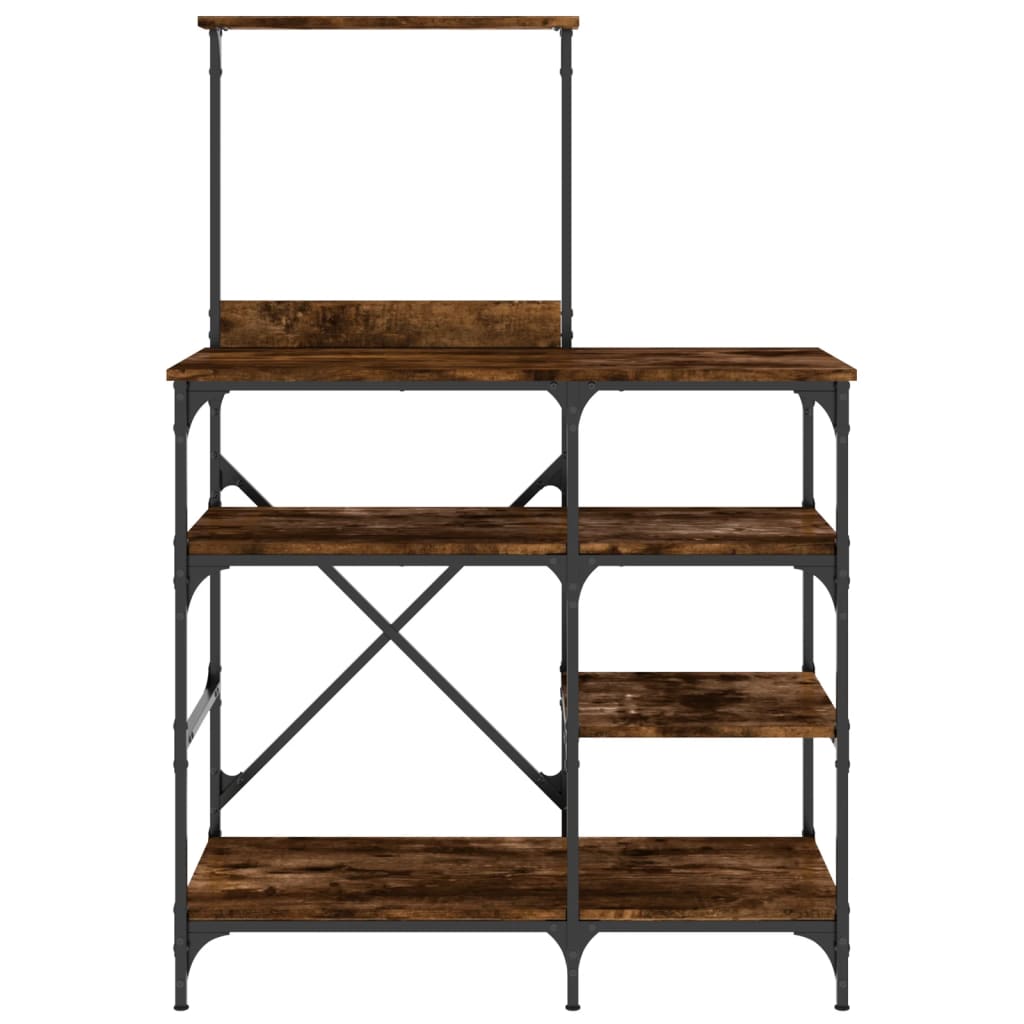 vidaXL Raft brutărie, stejar fumuriu 90x40x132 cm lemn prelucrat/metal vidaXL Raft brutărie, stejar fumuriu 90x40x132 cm lemn prelucrat/metal