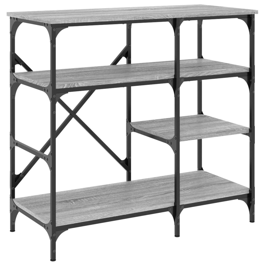 vidaXL Raft brutărie, gri sonoma, 90x40x84 cm, lemn prelucrat/metal vidaXL Raft brutărie, gri sonoma, 90x40x84 cm, lemn prelucrat/metal