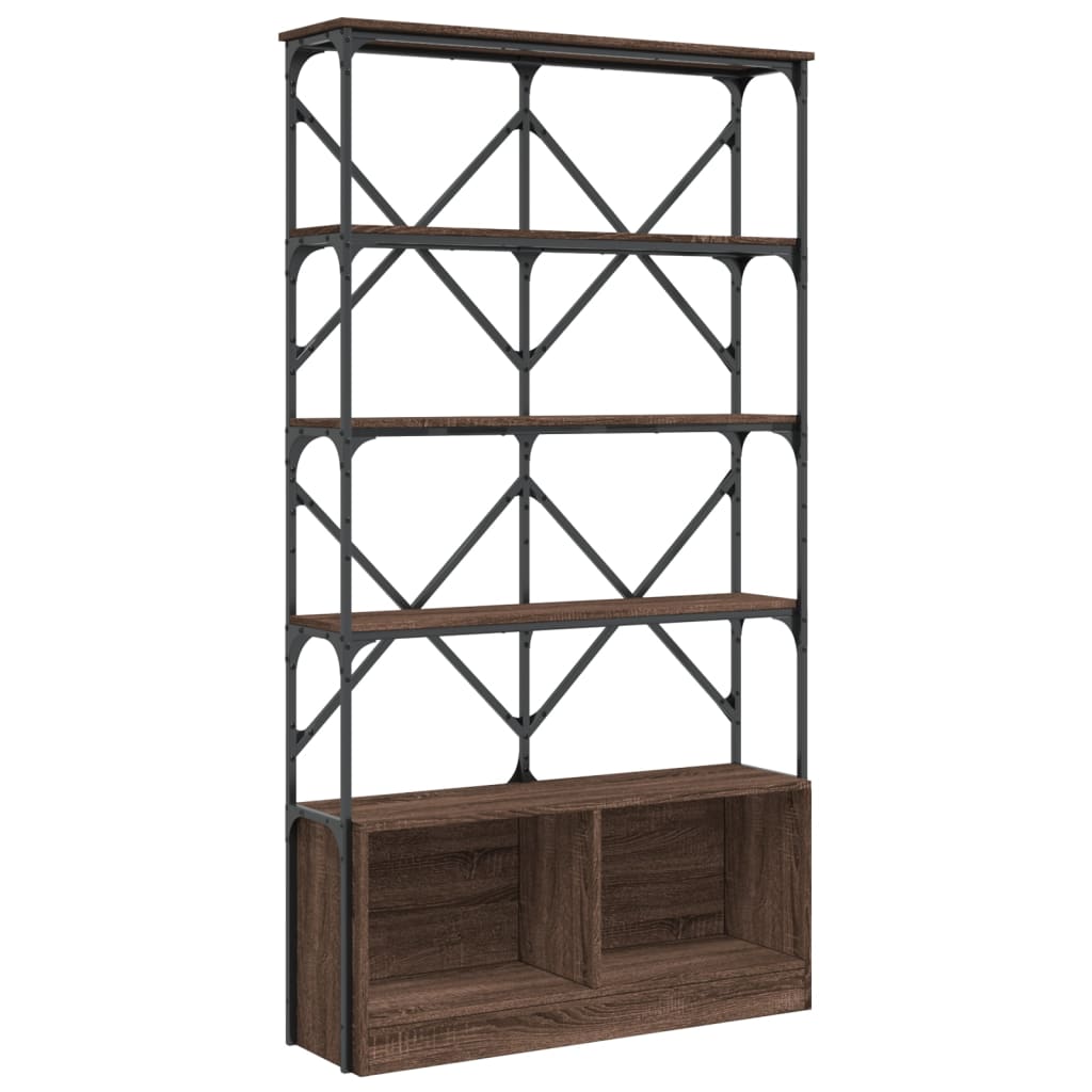 vidaXL Bibliotecă, stejar maro, 100x26x180 cm, lemn prelucrat/metal
