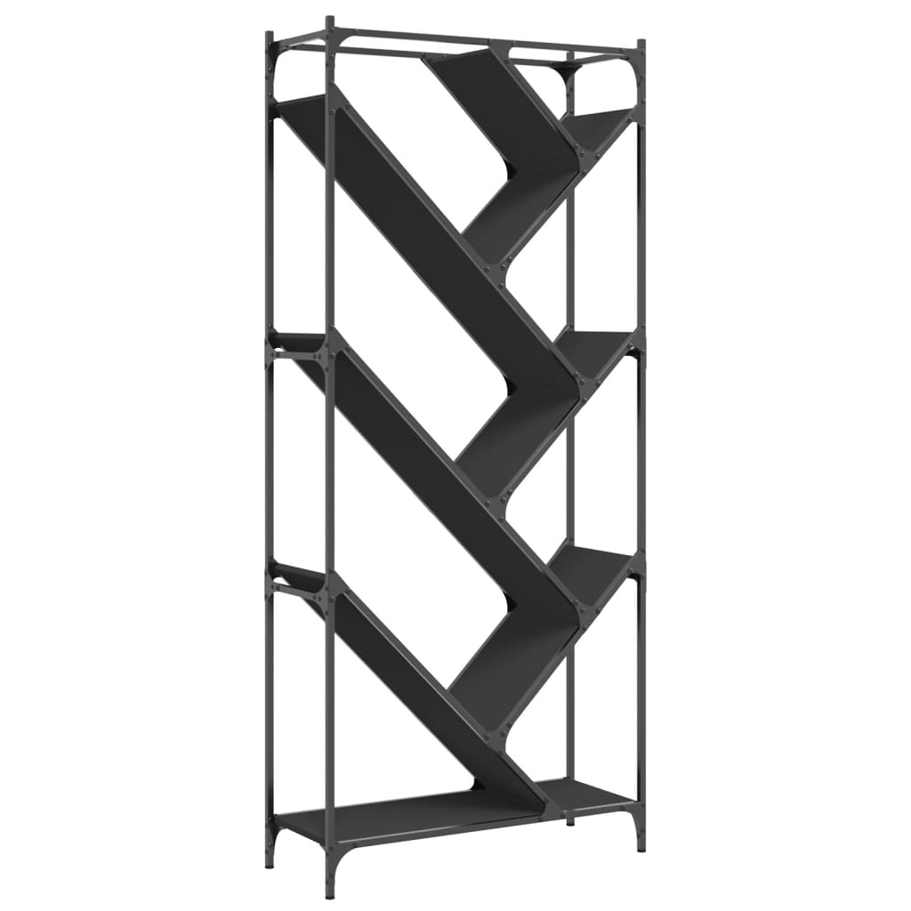 vidaXL Bibliotecă, negru, 79x30x180 cm, lemn prelucrat și metal vidaXL Bibliotecă, negru, 79x30x180 cm, lemn prelucrat și metal