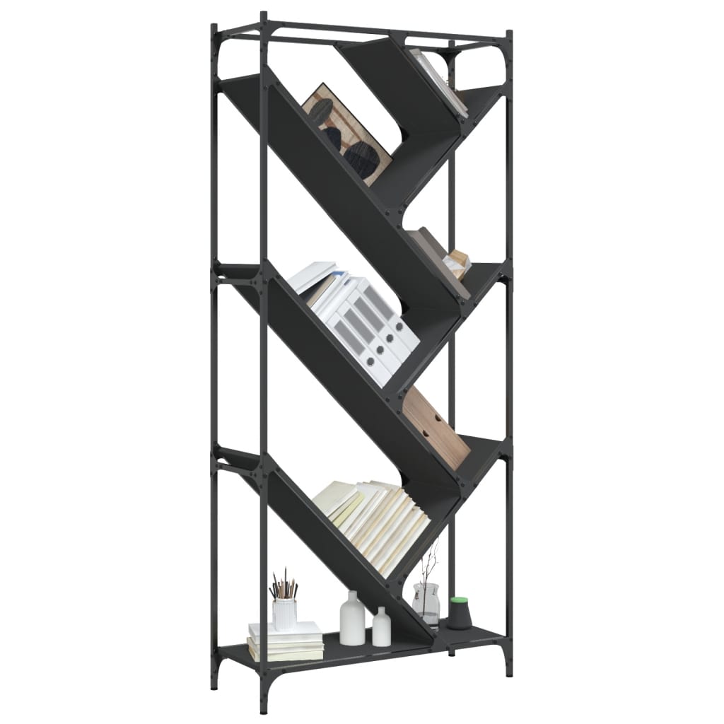vidaXL Bibliotecă, negru, 79x30x180 cm, lemn prelucrat și metal vidaXL Bibliotecă, negru, 79x30x180 cm, lemn prelucrat și metal