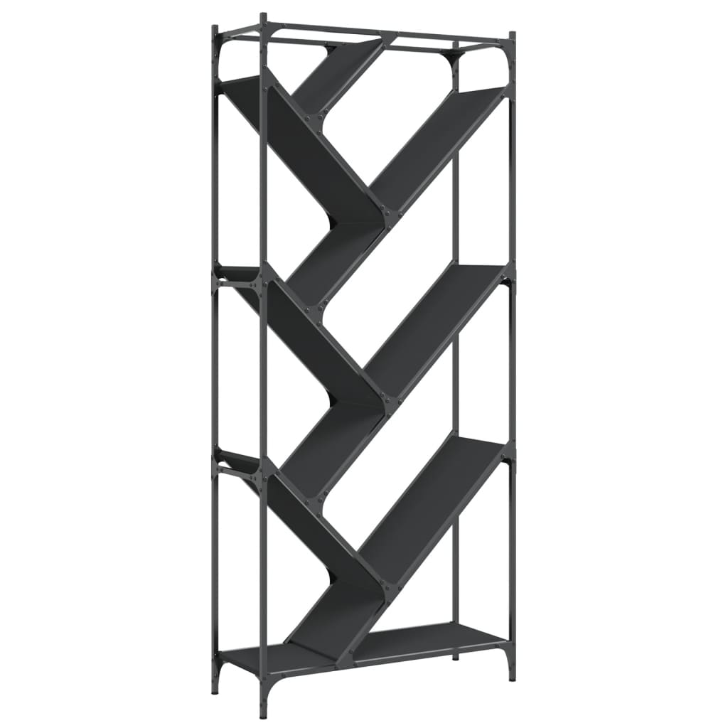 vidaXL Bibliotecă, negru, 79x30x180 cm, lemn prelucrat și metal vidaXL Bibliotecă, negru, 79x30x180 cm, lemn prelucrat și metal