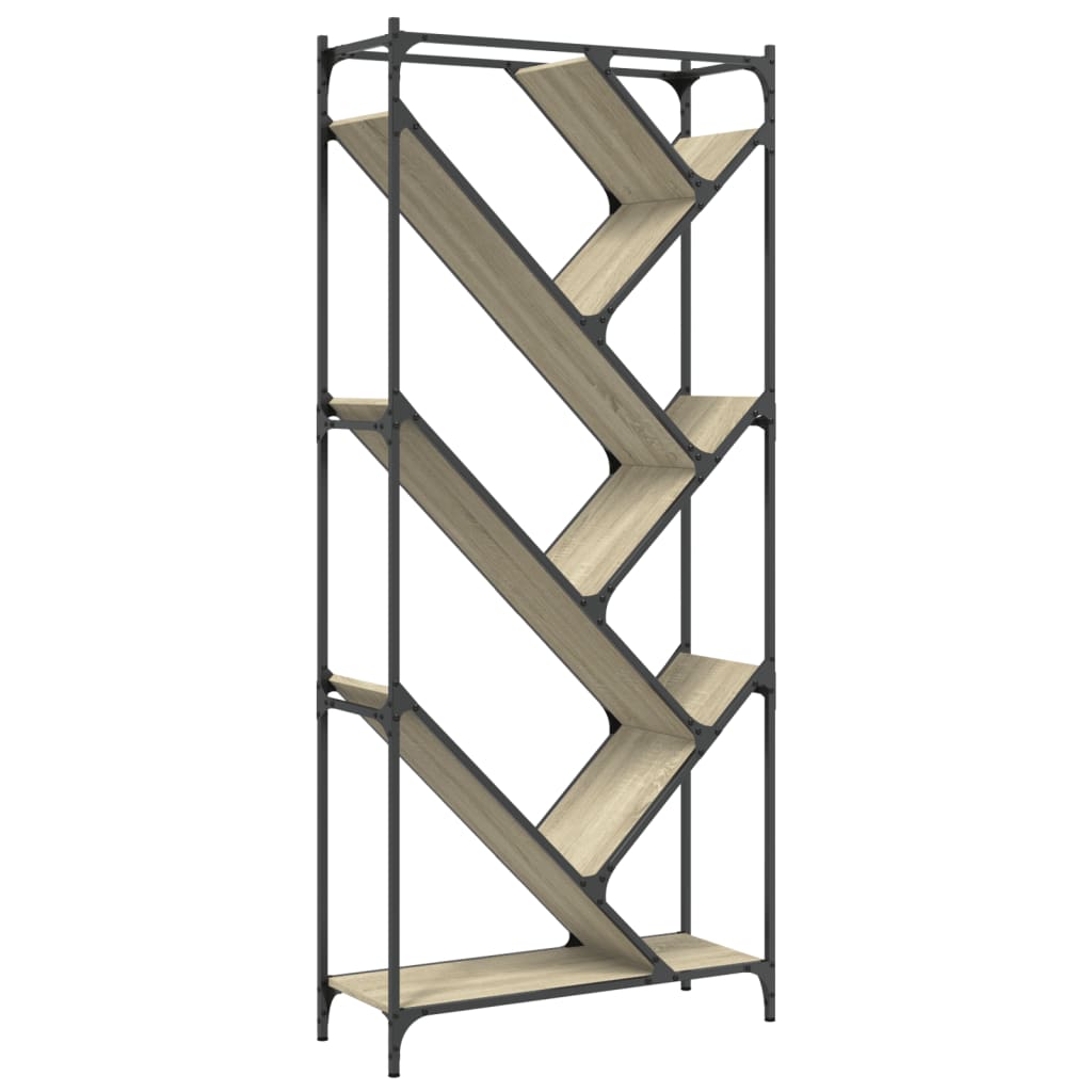 vidaXL Bibliotecă, stejar sonoma, 79x30x180 cm, lemn prelucrat/metal vidaXL Bibliotecă, stejar sonoma, 79x30x180 cm, lemn prelucrat/metal