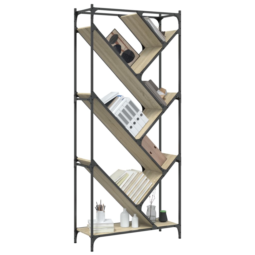 vidaXL Bibliotecă, stejar sonoma, 79x30x180 cm, lemn prelucrat/metal vidaXL Bibliotecă, stejar sonoma, 79x30x180 cm, lemn prelucrat/metal