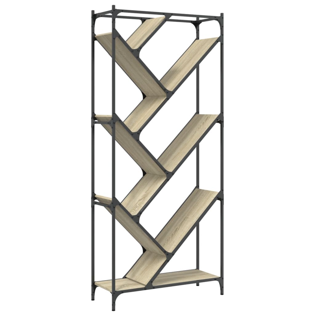 vidaXL Bibliotecă, stejar sonoma, 79x30x180 cm, lemn prelucrat/metal vidaXL Bibliotecă, stejar sonoma, 79x30x180 cm, lemn prelucrat/metal