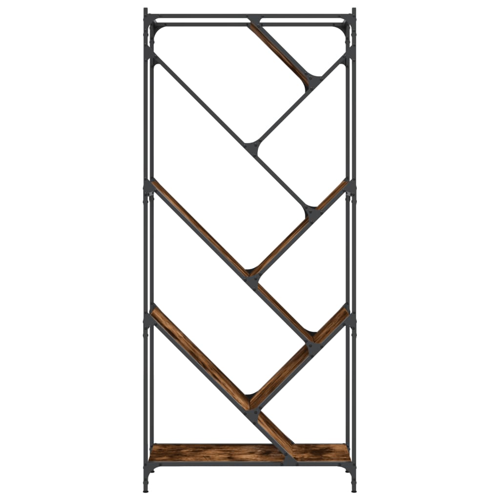 vidaXL Bibliotecă, stejar fumuriu, 79x30x180 cm, lemn prelucrat/metal vidaXL Bibliotecă, stejar fumuriu, 79x30x180 cm, lemn prelucrat/metal