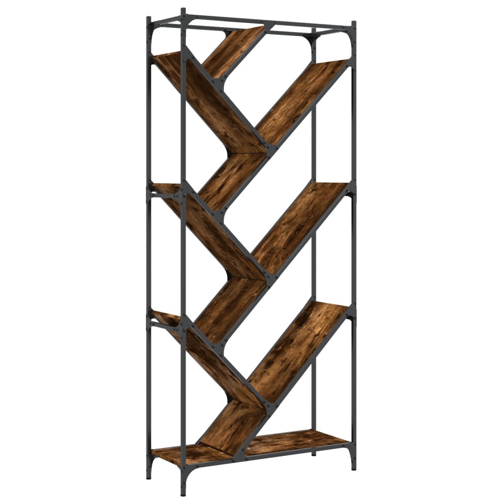 vidaXL Bibliotecă, stejar fumuriu, 79x30x180 cm, lemn prelucrat/metal vidaXL Bibliotecă, stejar fumuriu, 79x30x180 cm, lemn prelucrat/metal