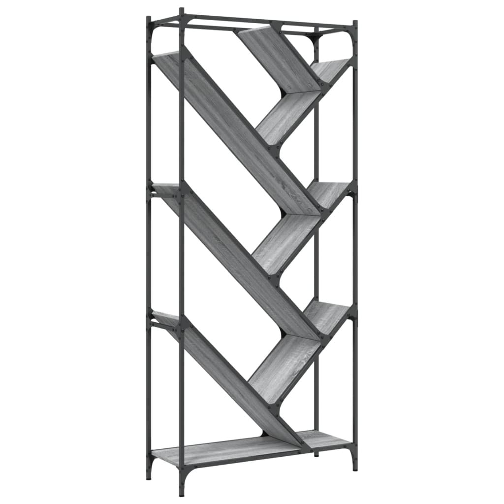 vidaXL Bibliotecă, gri sonoma, 79x30x180 cm, lemn prelucrat/metal vidaXL Bibliotecă, gri sonoma, 79x30x180 cm, lemn prelucrat/metal