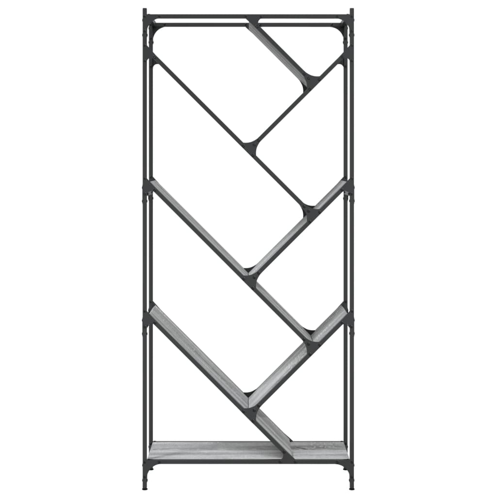 vidaXL Bibliotecă, gri sonoma, 79x30x180 cm, lemn prelucrat/metal vidaXL Bibliotecă, gri sonoma, 79x30x180 cm, lemn prelucrat/metal