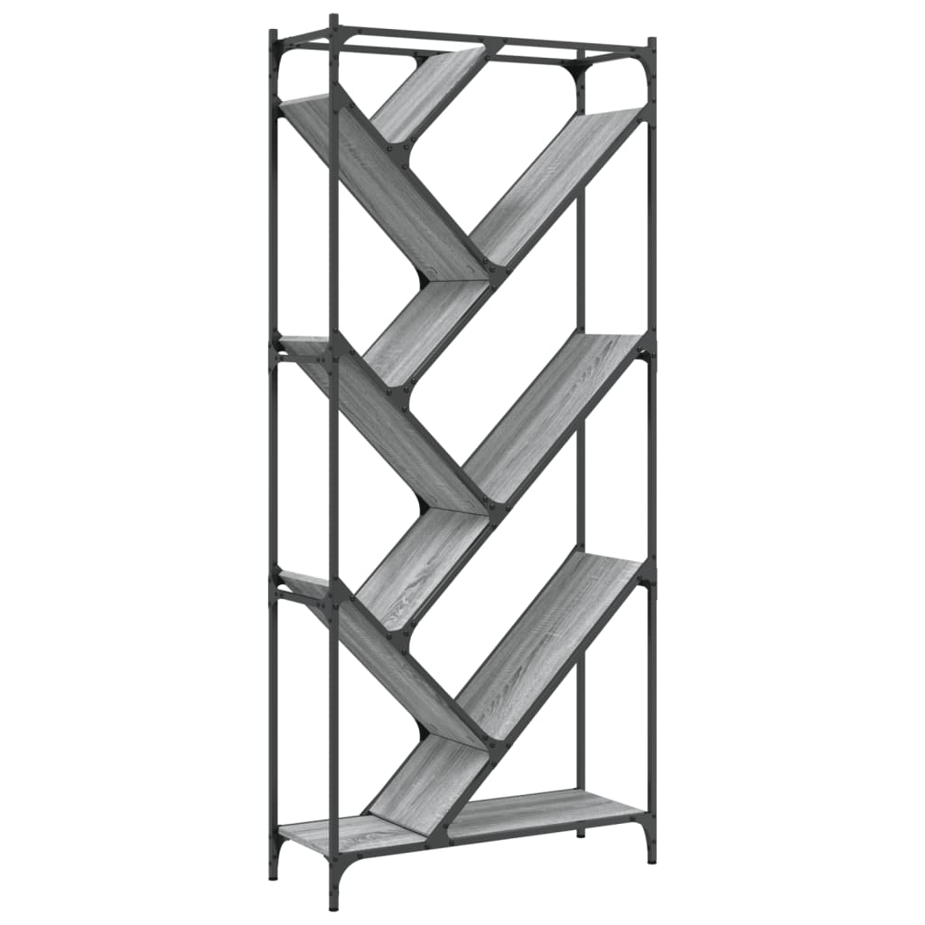 vidaXL Bibliotecă, gri sonoma, 79x30x180 cm, lemn prelucrat/metal vidaXL Bibliotecă, gri sonoma, 79x30x180 cm, lemn prelucrat/metal