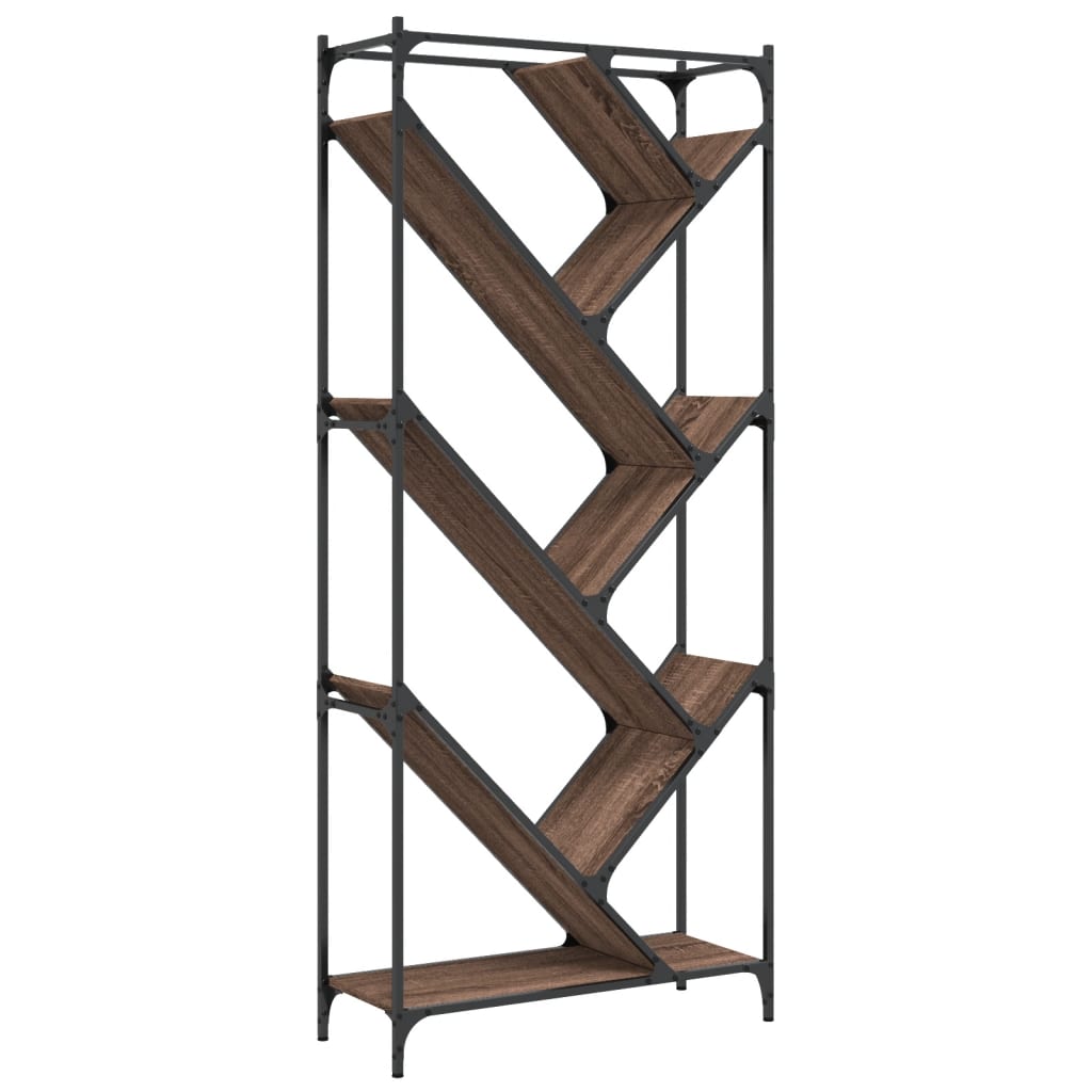 vidaXL Bibliotecă, stejar maro, 79x30x180 cm, lemn prelucrat/metal vidaXL Bibliotecă, stejar maro, 79x30x180 cm, lemn prelucrat/metal