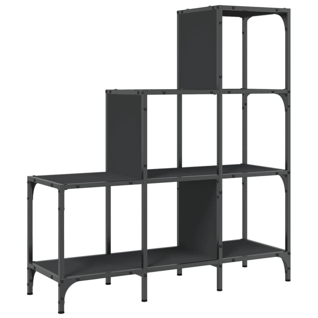 vidaXL Bibliotecă, negru, 92x30x102 cm, lemn prelucrat și metal vidaXL Bibliotecă, negru, 92x30x102 cm, lemn prelucrat și metal