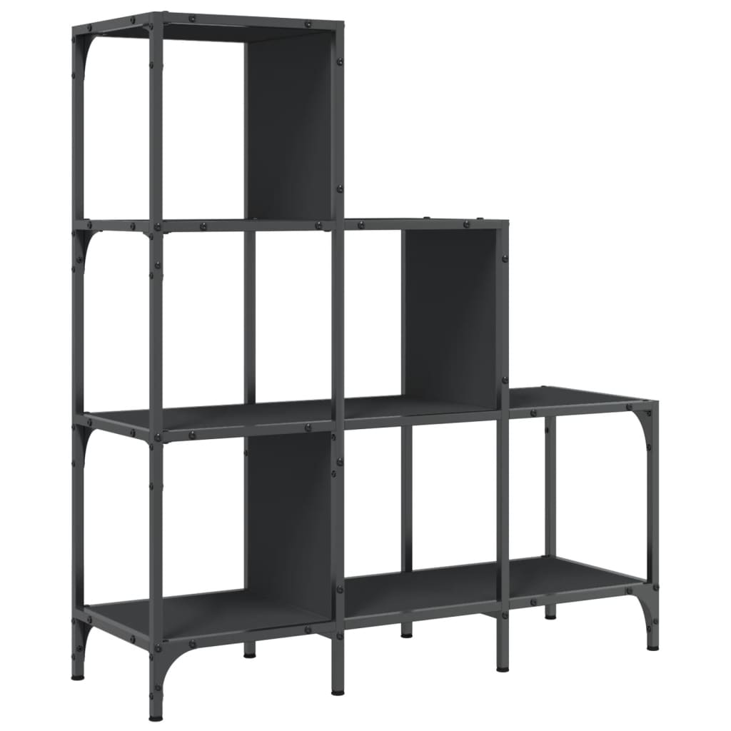 vidaXL Bibliotecă, negru, 92x30x102 cm, lemn prelucrat și metal vidaXL Bibliotecă, negru, 92x30x102 cm, lemn prelucrat și metal
