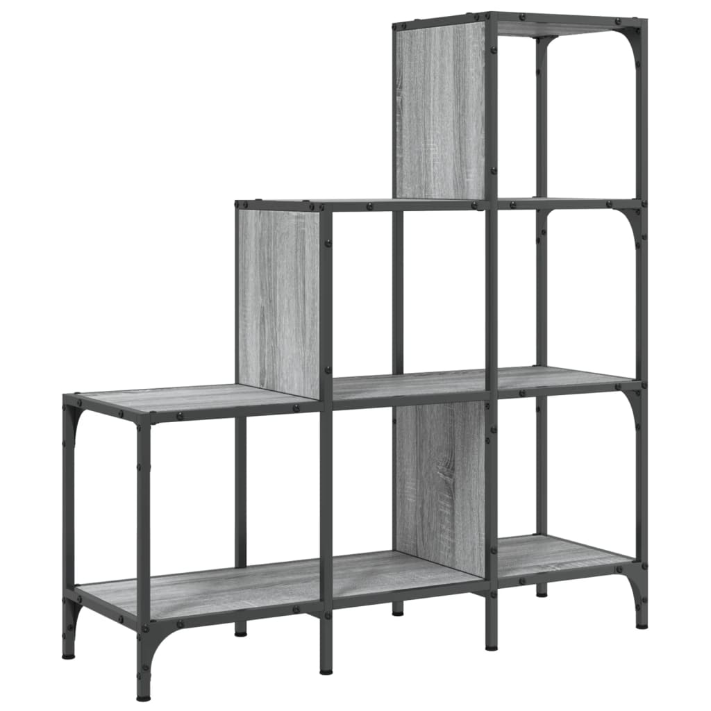 vidaXL Bibliotecă, gri sonoma, 92x30x102 cm, lemn prelucrat/metal vidaXL Bibliotecă, gri sonoma, 92x30x102 cm, lemn prelucrat/metal