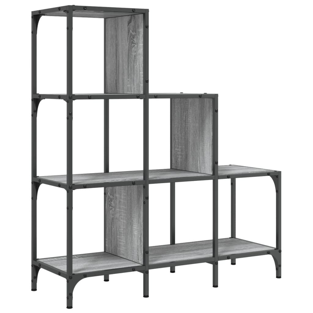 vidaXL Bibliotecă, gri sonoma, 92x30x102 cm, lemn prelucrat/metal vidaXL Bibliotecă, gri sonoma, 92x30x102 cm, lemn prelucrat/metal