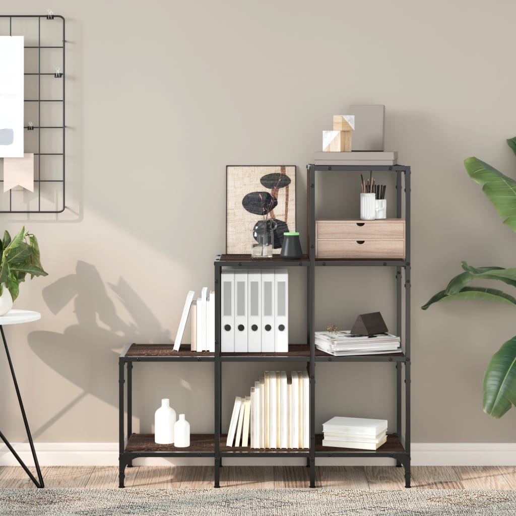 vidaXL Bibliotecă, stejar maro, 92x30x102 cm, lemn prelucrat/metal vidaXL Bibliotecă, stejar maro, 92x30x102 cm, lemn prelucrat/metal